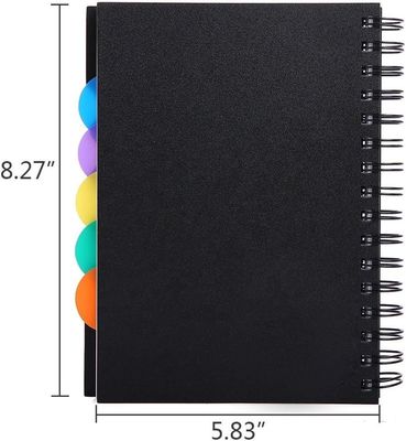PP Couverture A5 Projet Carnet de notes avec ligne horizontale à l'intérieur des pages et colorés PP Diviseurs